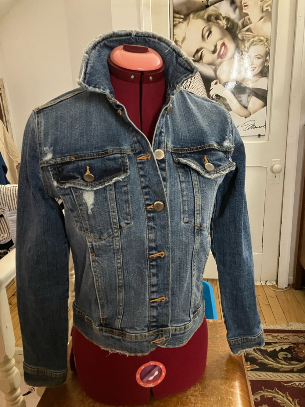 Zara Blue Distressed Denim Jacket - Women's